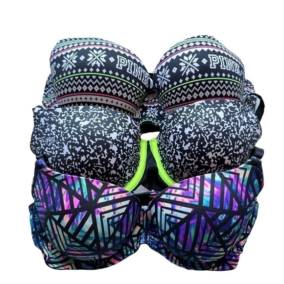 PINK Victoria's Secret  3 Lot Wear Everywhere Push-Up Bra - Picture 1 of 11